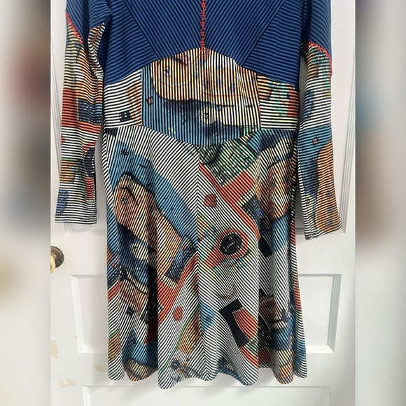 Adventures De Toiles Multicolor Printed Art to Wear Dress Size 10 - Picture 2 of 3